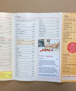 A3 Takeaway menu leaflet